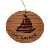 Lake Superior Ornament - Handmade Wood Ornament - Souvenir Sailing Sailboat - Christmas Ornament Michigan Wisconsin Minnesota Ontario Canada
