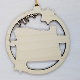 Oregon Wood Ornament -  State Shape with Snowflakes Cutout OR - Handmade Wood Ornament Made in USA Christmas Decor