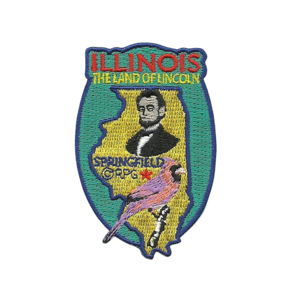 Illinois Patch – The Land of Lincoln - Illinois State Shape- Travel Patch Iron On – IL Souvenir Patch – Applique – Travel Gift 3"