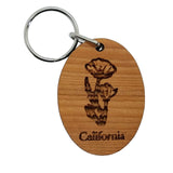 California Poppy State Flower Wood Keychain - Poppies Keyring