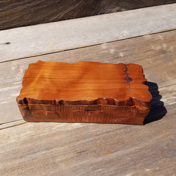 Wood Valet Box Curly Redwood Tree Engraved Rustic Handmade CA Storage #497 Handcrafted Christmas Gift Engagement Gift for Men Jewelry