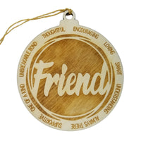 Friend Christmas Ornament - Character Traits - Handmade Wood Ornament -  Gift for Friends - Friend Gift - Thoughtful Encouraging Smart
