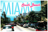 Vintage Florida Postcard 4x6 Miami South Beach FL 1980s Cars Palm Trees Buildings John Gordash Scenic Florida Distributors