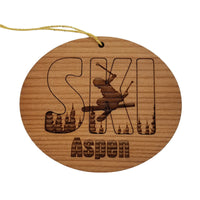Aspen Colorado Ski Ornament - Handmade Wood Ornament - CO Souvenir - Ski Resort Skiing Skier Trees Christmas Travel Gift