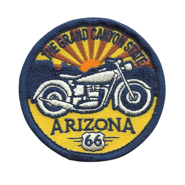 Arizona Patch – Sunrise Sunset Biker Motorcycle Route 66 – Travel Patch AZ Souvenir Applique AZ State 2.5" Iron On Grand Canyon State