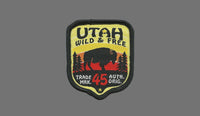 Utah Patch – Wild and Free UT Travel Souvenir Patch 2" Iron On Sew On Embellishment Buffalo Bison Trees Accessory