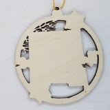 New Mexico Wood Ornament -  State Shape with Snowflakes Cutout NM - Handmade Wood Ornament Made in USA Christmas Decor