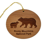 Rocky Mountains Ornament With Mama Bear and Cub Handmade Wood Ornament Rocky Mountain National Park Colorado Souvenir CO Christmas Ornament