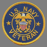 US Navy Veteran Patch Iron On Country Pride Patch United States Veteran US Military Patch Blue Circle Yellow Border 3" Eagle