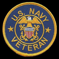 US Navy Veteran Patch Iron On Country Pride Patch United States Veteran US Military Patch Blue Circle Yellow Border 3" Eagle