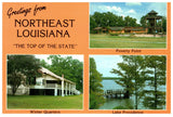 Vintage Northeast Louisiana Postcard 4x6 Top of the State Greetings 1980s Poverty Point Winter Quarters Lake Bobby Potts