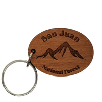 San Juan National Forest Keychain Wood Keyring Mountain Colorado Souvenir Mountain Travel Gift Key Tag Bag