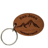 San Juan National Forest Keychain Wood Keyring Mountain Colorado Souvenir Mountain Travel Gift Key Tag Bag