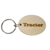 Tractor Wood Keychain Key Ring Keychain Gift - Key Chain Key Tag Key Ring Key Fob - Tractor Text Key Marker