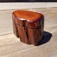 Wood Ring Box Redwood Rustic Handmade California Storage Live Edge Mini #376 Birthday Gift Christmas Gift Mother's Day Gift