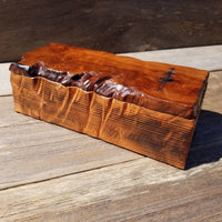 Handmade Wood Box with Redwood Tree Engraved Rustic Handmade Curly Wood #501 California Redwood Jewelry Box Storage Box