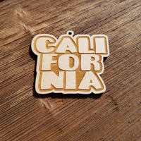 California Spellout Bubble Letters Christmas Ornament Handmade Wood Ornament Made in USA Laser Cut CA Souvenir