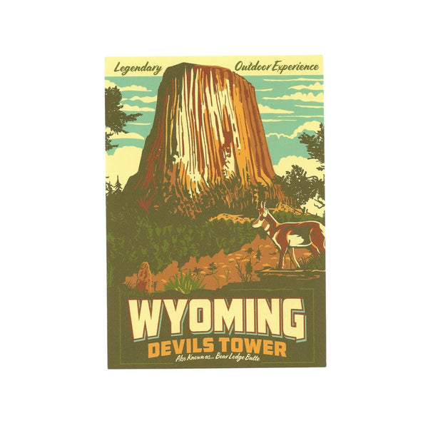 Devils Tower Postcard WY Retro Design 4x6 Wyoming - Great for Crafting - Decoupage - Scrapbooking Supply Bear Lodge Butte