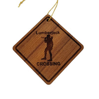 Lumberjack Crossing Ornament - Lumberjack Ornament - Wood Ornament Handmade in USA - Christmas Home Decoration - Lumberjack Christmas
