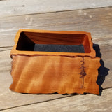 Handmade Wood Box with Redwood Tree Engraved Rustic Handmade Curly Wood #505 California Redwood Jewelry Box Storage Box