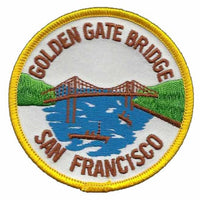 San Francisco Patch – Golden Gate Bridge – California Souvenir Iron On – CA Travel Patch Bridge Boats Green Hills 3" Circle