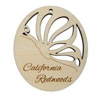 Butterfly Cutout California Redwoods Christmas Ornament Wood Ornament Made in USA Butterfly Collector Bfly Gift