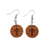 Redwood Earrings - Cross Wood Earrings - California Redwood Dangle Earrings - CA Souvenir Keepsake - Wood Gift Women Engraved