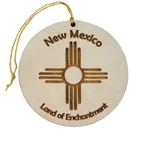 New Mexico Flag Wood Christmas Ornament Land of Enchantment Laser Cut Handmade Made in USA Travel Gift Souvenir Memento