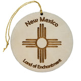 New Mexico Flag Wood Christmas Ornament Land of Enchantment Laser Cut Handmade Made in USA Travel Gift Souvenir Memento