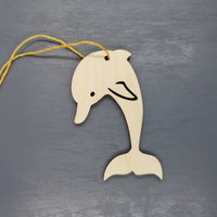 Dolphin Ornament - Handmade Wood Ornament - Dolphin Vertical - Christmas Ornament 2.75 Inch