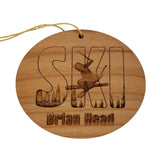 Brian Head Utah Ski Ornament - Handmade Wood Ornament - UT Souvenir - Ski Skiing Skier Trees Christmas Travel Gift
