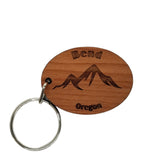 Bend OR Keychain Mountains Wood Keyring Oregon Souvenir Mountains Ski Resort Skiing Skier Cascades Key Tag Bag