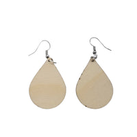 Wood Earrings - Fall Leaves Engraved Teardrop Wood Earrings - Dangle Earrings - Gift