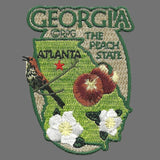 Georgia Patch – State Travel Patch GA Souvenir Embellishment or Applique 3" The Peach State Atlanta Capital Peaches Magnolias  State Bird