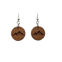 Redwood Earrings - Mountain Engraved Wood Earrings - California Redwood Dangle Earrings - CA Souvenir Keepsake - Anniversary Gift