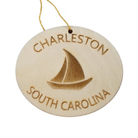 Charleston South Carolina Ornament - Handmade Wood Ornament - SC Souvenir Sailing Sailboat - Christmas Ornament Made in USA Travel Gift