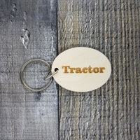 Tractor Wood Keychain Key Ring Keychain Gift - Key Chain Key Tag Key Ring Key Fob - Tractor Text Key Marker