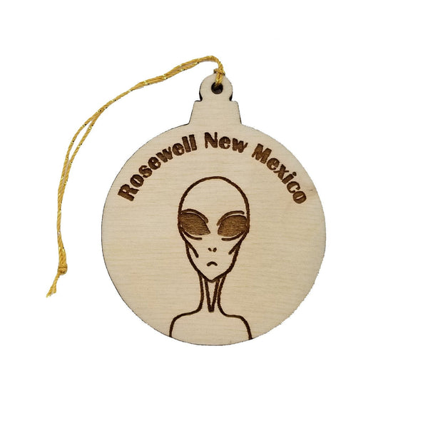 Rosewell New Mexico Alien Christmas Ornament Laser Cut Wood Handmade Made in USA Travel Gift Souvenir Memento NM