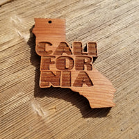 California State Christmas Ornament Bubble Spellout Letters Handmade Wood Ornament Made in USA Laser Cut Cutout Shape CA Souvenir