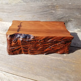 Handmade Wood Box with Redwood Tree Engraved Rustic Handmade Curly Wood #444 California Redwood Jewelry Box Storage Box