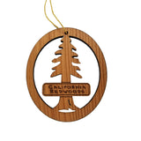 California Redwoods Ornament Handmade Wood Souvenir Made in USA Travel Gift 3" Tree With Sign Christmas Memento