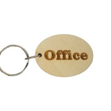 Office Wood Keychain Key Ring Keychain Gift - Key Chain Key Tag Key Ring Key Fob - Office Text Key Marker