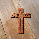 Wood Wall Cross - Jesus Cross - Wooden Cross - Wall Cross - Redwood Wall Hanging - Cross For Wall - 7.5"