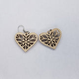 Wood Earrings - Heart Shape Cutout with Star Lightweight Earrings Heart Shaped - Dangle Earrings Drop Earrings - Gift