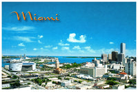 Vintage Florida Postcard 4x6 Miami FL Scenic Florida Distributors 1980s Downtown American Airlines Arena Cruise Port Buildings Water Aerial