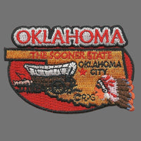 Oklahoma Patch – OK State Travel Patch Souvenir Applique 3" Iron On The Sooner State Oklahoma City Covered Wagon Native American Indian