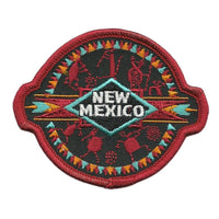 New Mexico Patch – Southwestern Aztec Tribal – Travel Patch NM Souvenir Embellishment or Applique NM State 3" Iron On Circle Bar