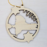 New York Wood Ornament - NY State Shape with Snowflakes Cutout - Handmade Wood Ornament Made in USA Christmas Decor