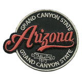 Arizona Patch – Grand Canyon State – Travel Patch AZ Souvenir Embellishment or Applique AZ State 3" Iron On Circle Retro Design