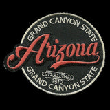 Arizona Patch – Grand Canyon State – Travel Patch AZ Souvenir Embellishment or Applique AZ State 3" Iron On Circle Retro Design